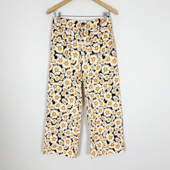 Rare Anthropologie Maeve Colette Wide-Leg Pants in Daisy Print 🌼 - Picture 1 of 5
